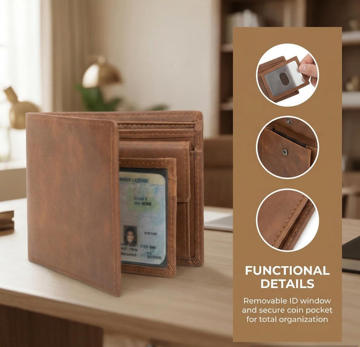 ITSCOSY Billetera para hombre con bloqueo RFID, suave, de piel auté...