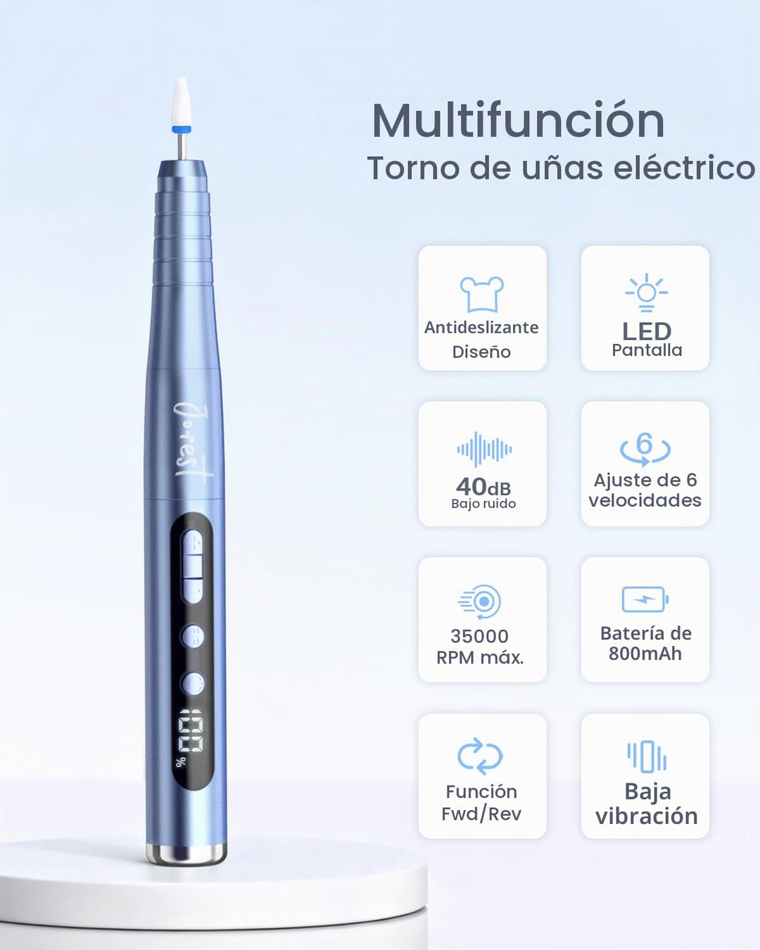 JOREST Kit de taladro eléctrico para uñas, lima de uñas recargable...
