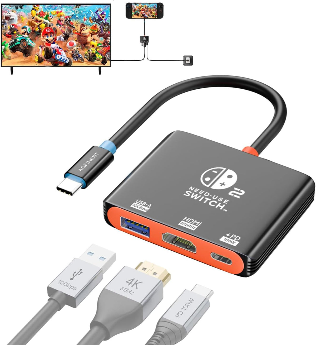 Muelle portátil para juegos de mano USB C Dock con adaptador HDMI