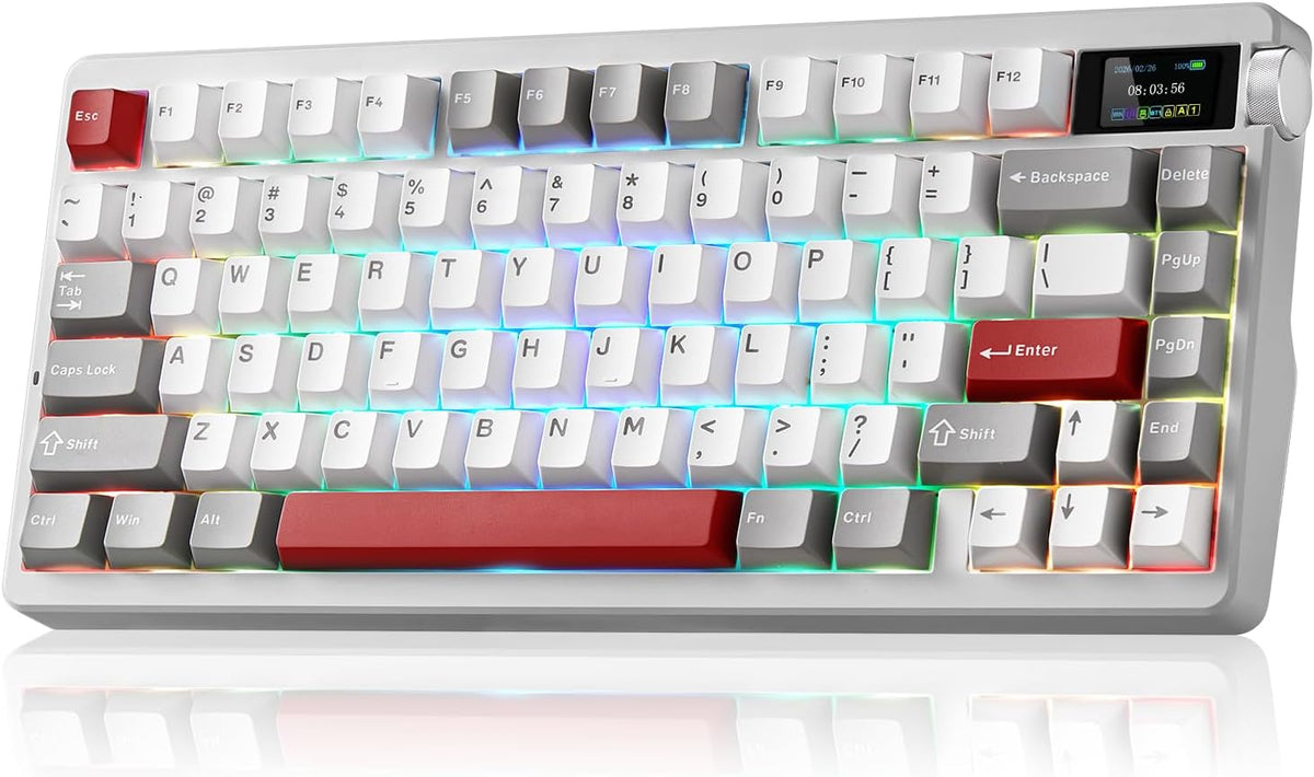 X Aula Nova75 - Teclado mecánico inalámbrico cremoso con pantalla d...