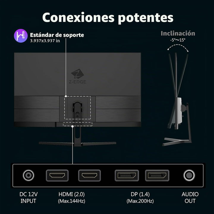 Z-Edge 32 pulgadas IPS Gaming Monitor, QHD 1440P 200Hz 165Hz pantal...