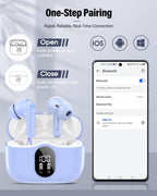 Auriculares inalámbricos, Bluetooth 5.4 Auriculares estéreo de bajos, Azul pálido