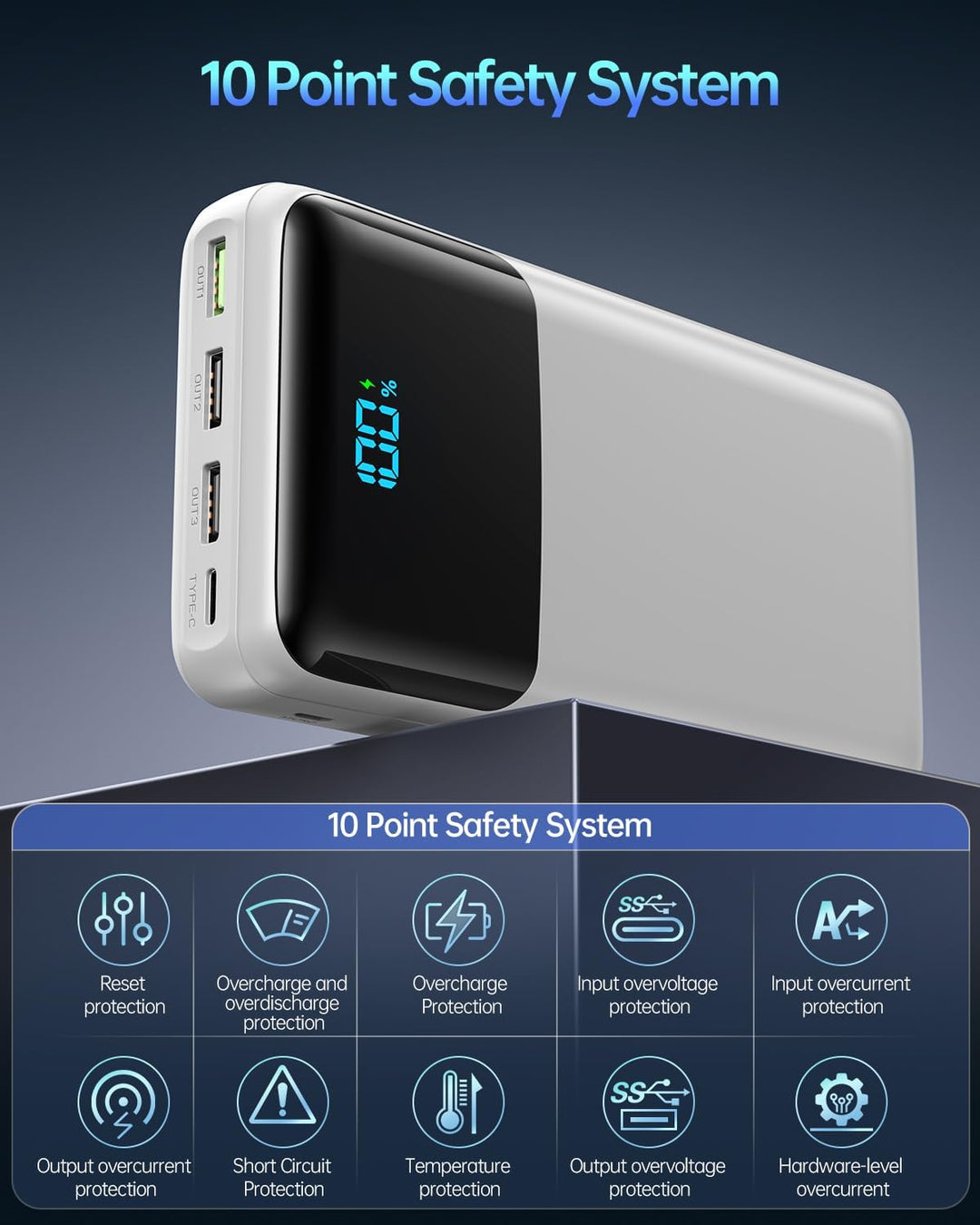 Cargador portátil de 50000 mAh, USB-C PD 30 W de carga rápida, bate...