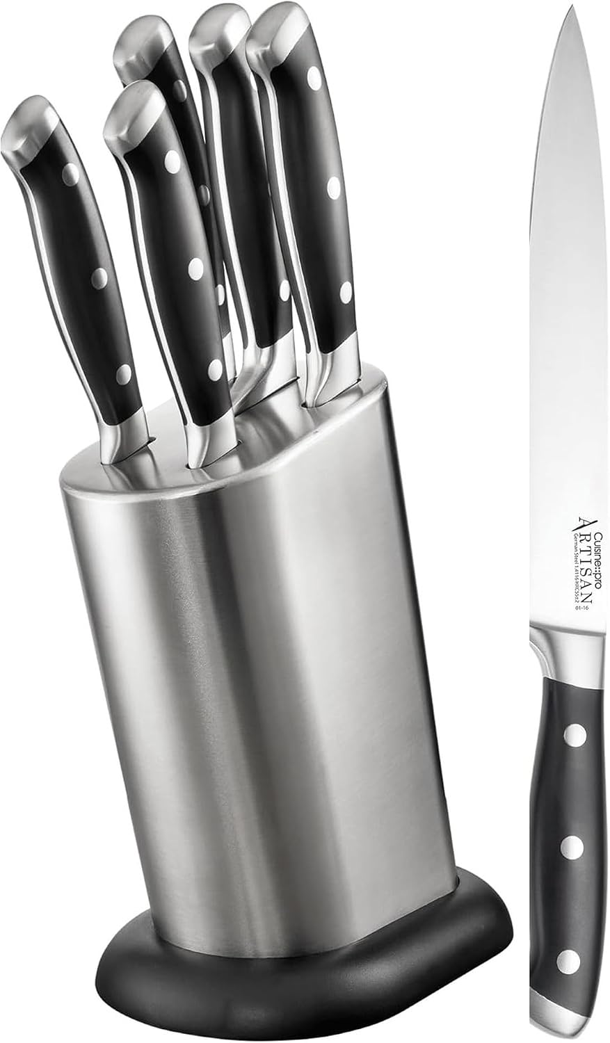 Cuisine::pro Artisan Stahl - Juego de 6 cuchillos de cocina alemanes de acero inoxidable, triple remachado