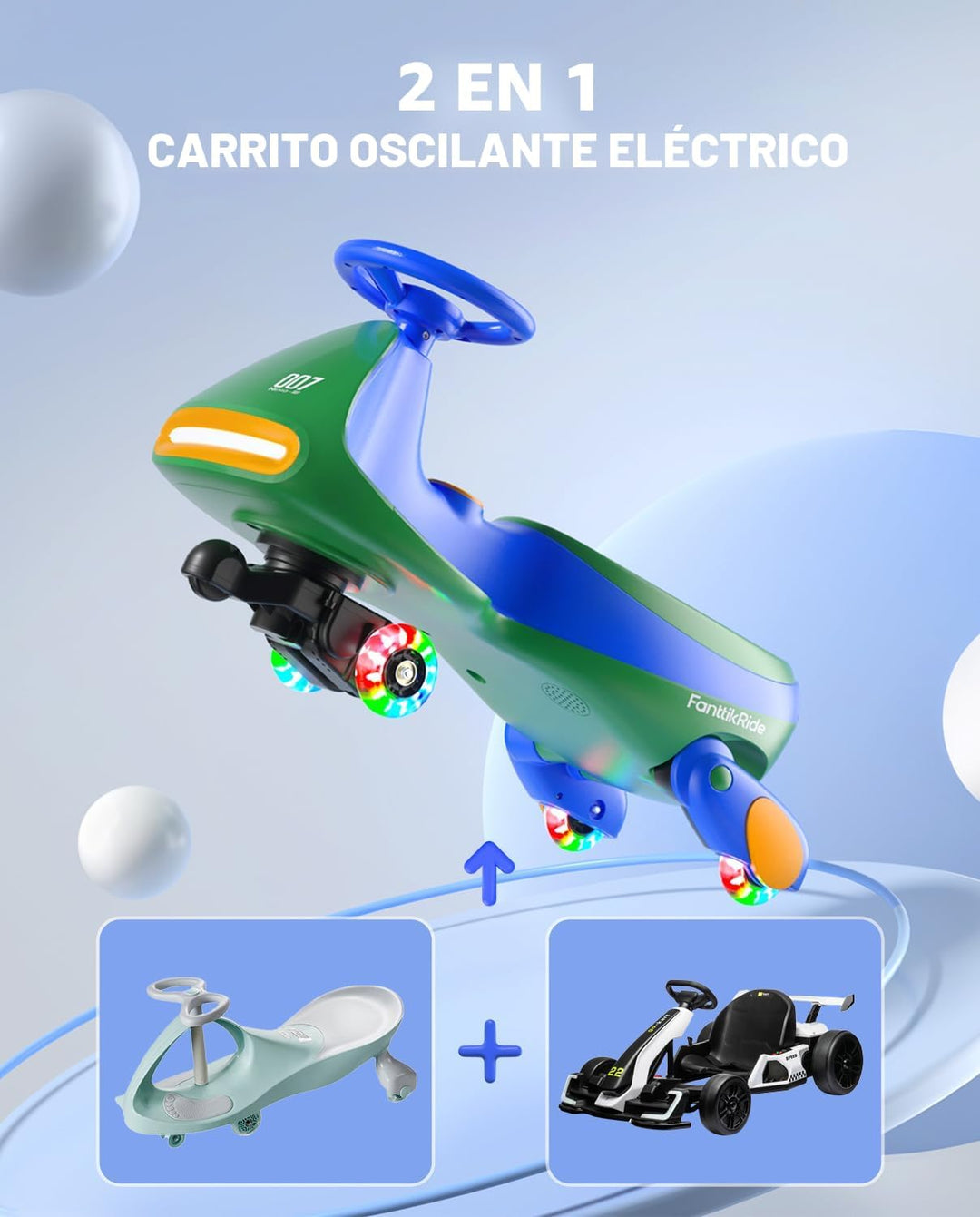 FanttikRide N7 Pro - Coche eléctrico Wiggle con pedal, batería reca...