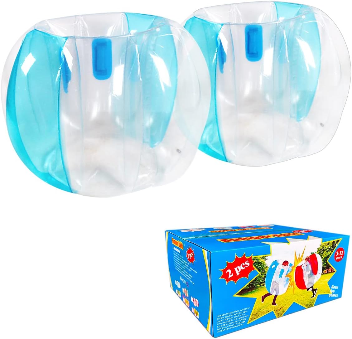 ZHUYNXIR 2 bolas de sumo para niños, juguetes de rebote de parachoques, bolas de sumo para niños, pelota de juego de césped para niños al aire libre (36 pulgadas, azul + azul)
