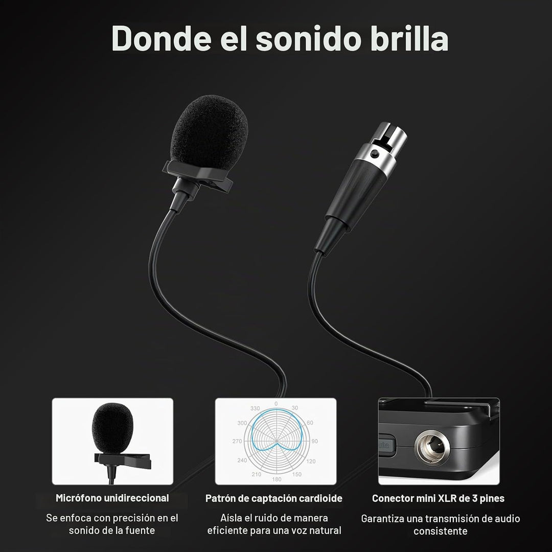 Phenyx Pro Sistema de micrófono inalámbrico de 4 canales, set de mi...