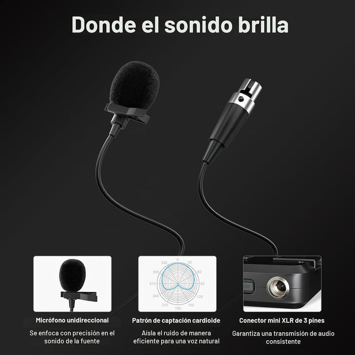 Phenyx Pro Sistema de micrófono inalámbrico de 4 canales, set de mi...
