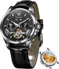 OLEVS - Relojes automáticos para hombre, multicalendario, con fase lunar, 3ATM impermeable, reloj de lujo clásico para negocios, de pulsera