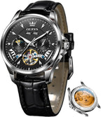 OLEVS - Relojes automáticos para hombre, multicalendario, con fase lunar, 3ATM impermeable, reloj de lujo clásico para negocios, de pulsera