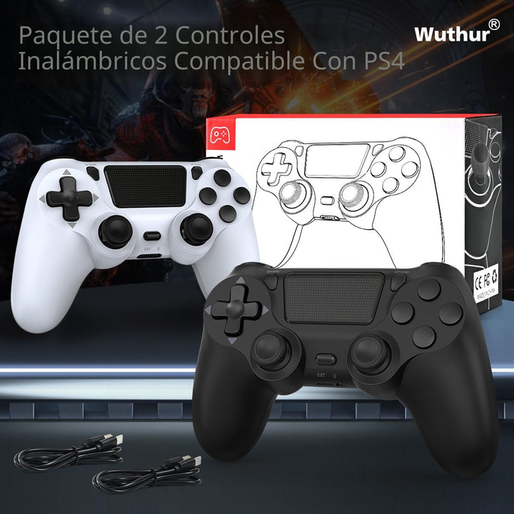 Wuthur Paquete de 2 controladores inalámbricos compatibles con PS4\...