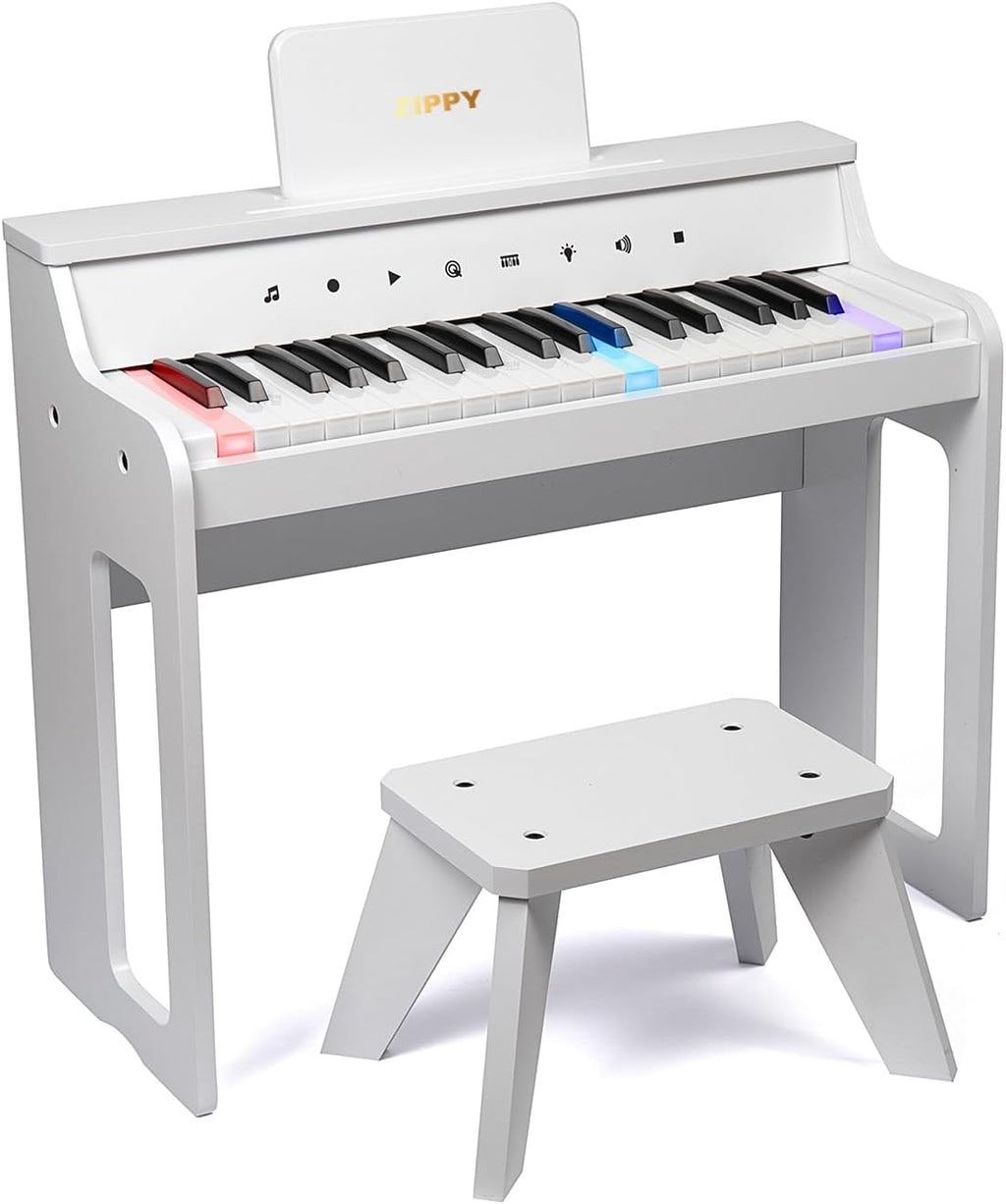 ZIPPY Piano infantil iluminado de 37 teclas con panel de control táctil