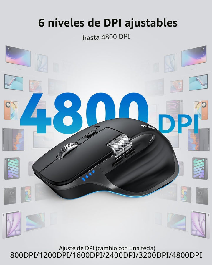 TECKNET Ratón Inalámbrico, Ratón Bluetooth (BT5.0\/5.0 &amp; 2.4G)...