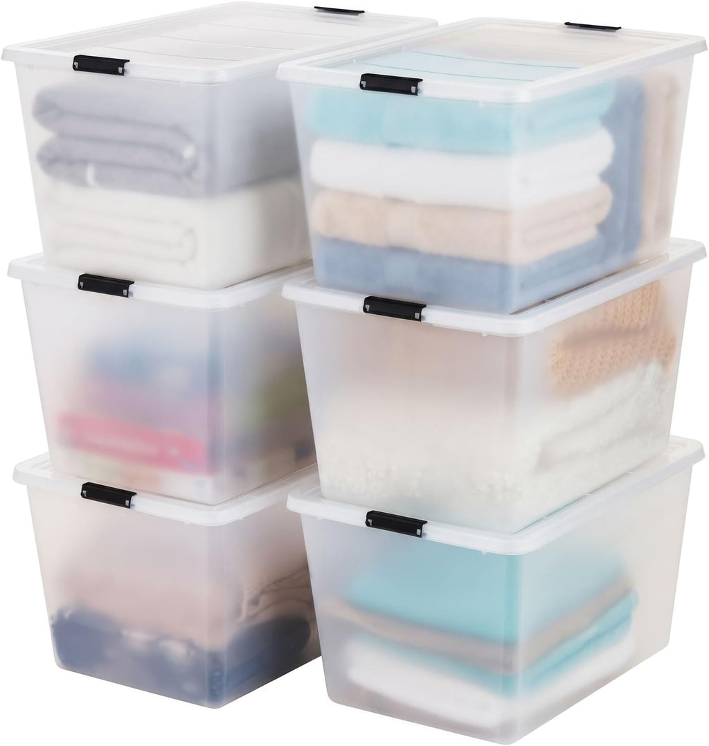 IRIS USA Paquete de 6 cajas de clip de 55 cuartos de galón con tapa de