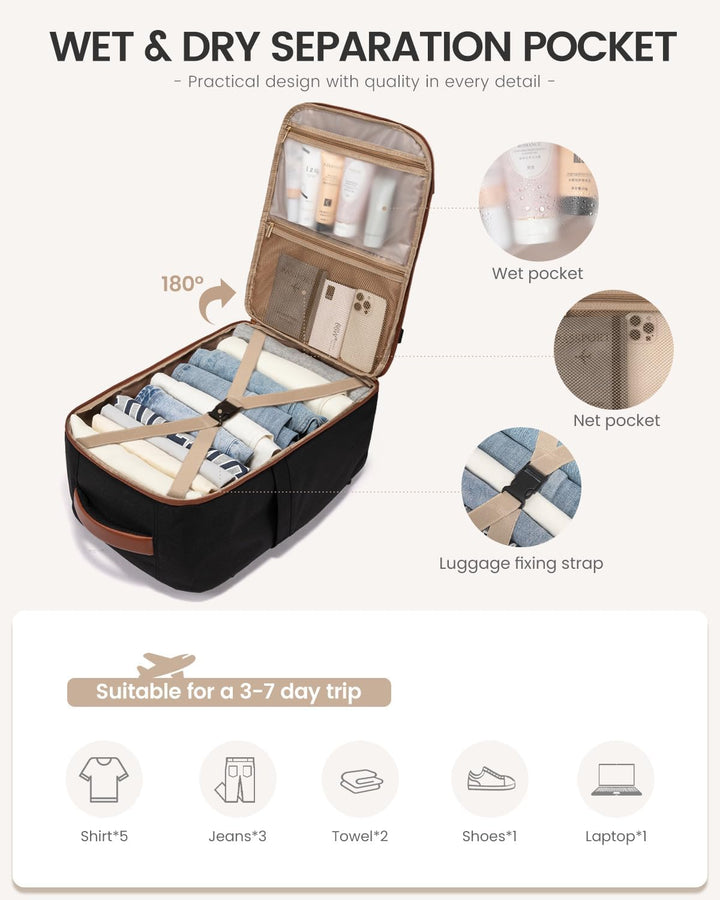 LOVEVOOK Mochila de viaje de 50 litros para mujeres y hombres, moch...