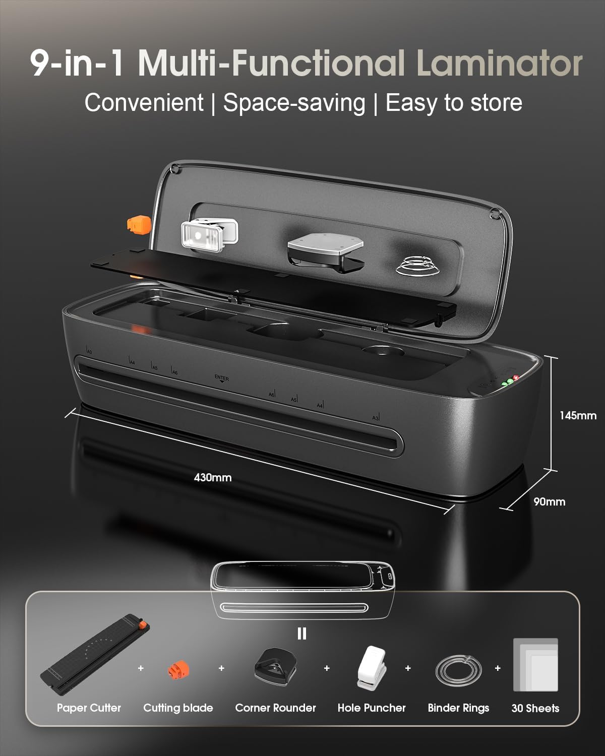 Qfun Máquina laminadora 11x17 de 13 pulgadas con 30 hojas de laminación