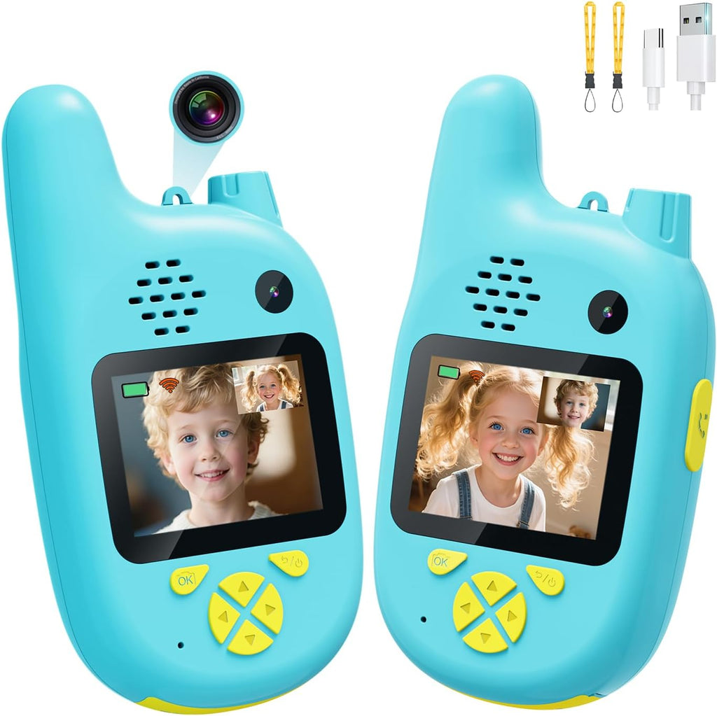 Walkie Talkies de video para niños con doble cámara, paquete de 2 j...