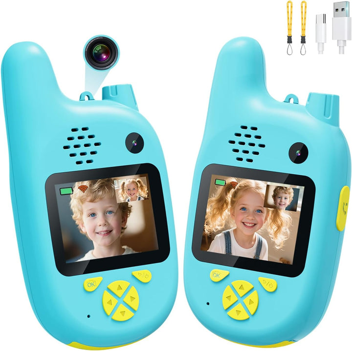 Walkie Talkies de video para niños con doble cámara, paquete de 2 j...