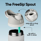 Owala - Botella de agua FreeSip de acero inoxidable con aislamiento, sin bisfenol A, incluye sorbete, para deportes y viajes, 24 oz, Denim