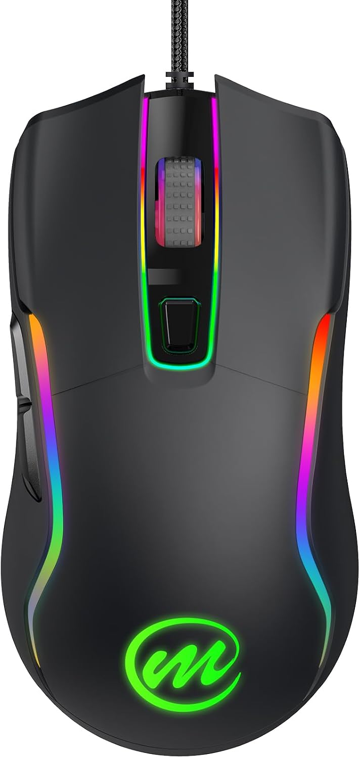 memzuoix Mouse para juegos con cable RGB - 6 DPI ajustables hasta 1...