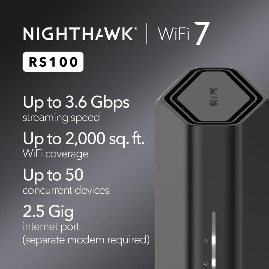 NETGEAR Router WiFi 7 de doble banda Nighthawk (RS100): solo enruta...