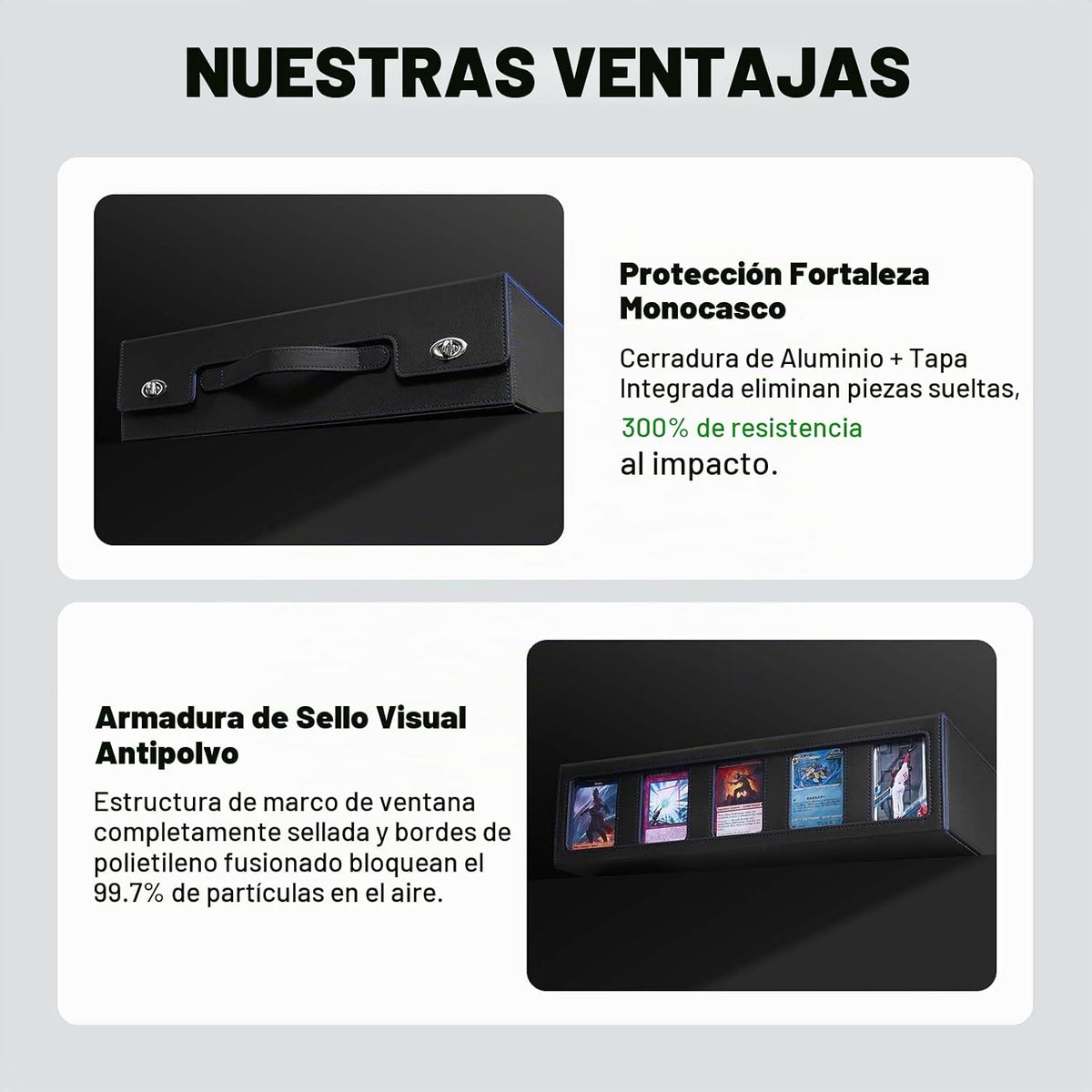 ZLCA Tarjetero/caja de almacenamiento para cartas de 5 filas con asa, caja de almacenamiento MTG