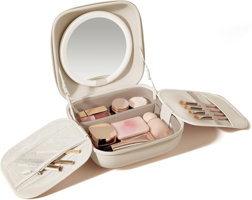 AMIRO Bolsa de maquillaje de viaje con espejo LED M3+PDRN crema de ojos