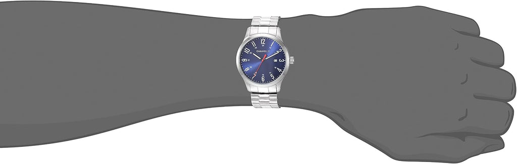 Caravelle by Bulova Reloj de Caballero Tradicional de Cuarzo de Acero Inoxidable con Calendario de 3 Agujas, Correa Expansion, 40mm