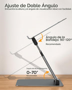 Nulaxy Soporte de computadora portátil de altura ajustable para escritorio, elevador de computadora de aluminio plegable doble, diseño extraíble, convertidor ergonómico de sentado a parado para