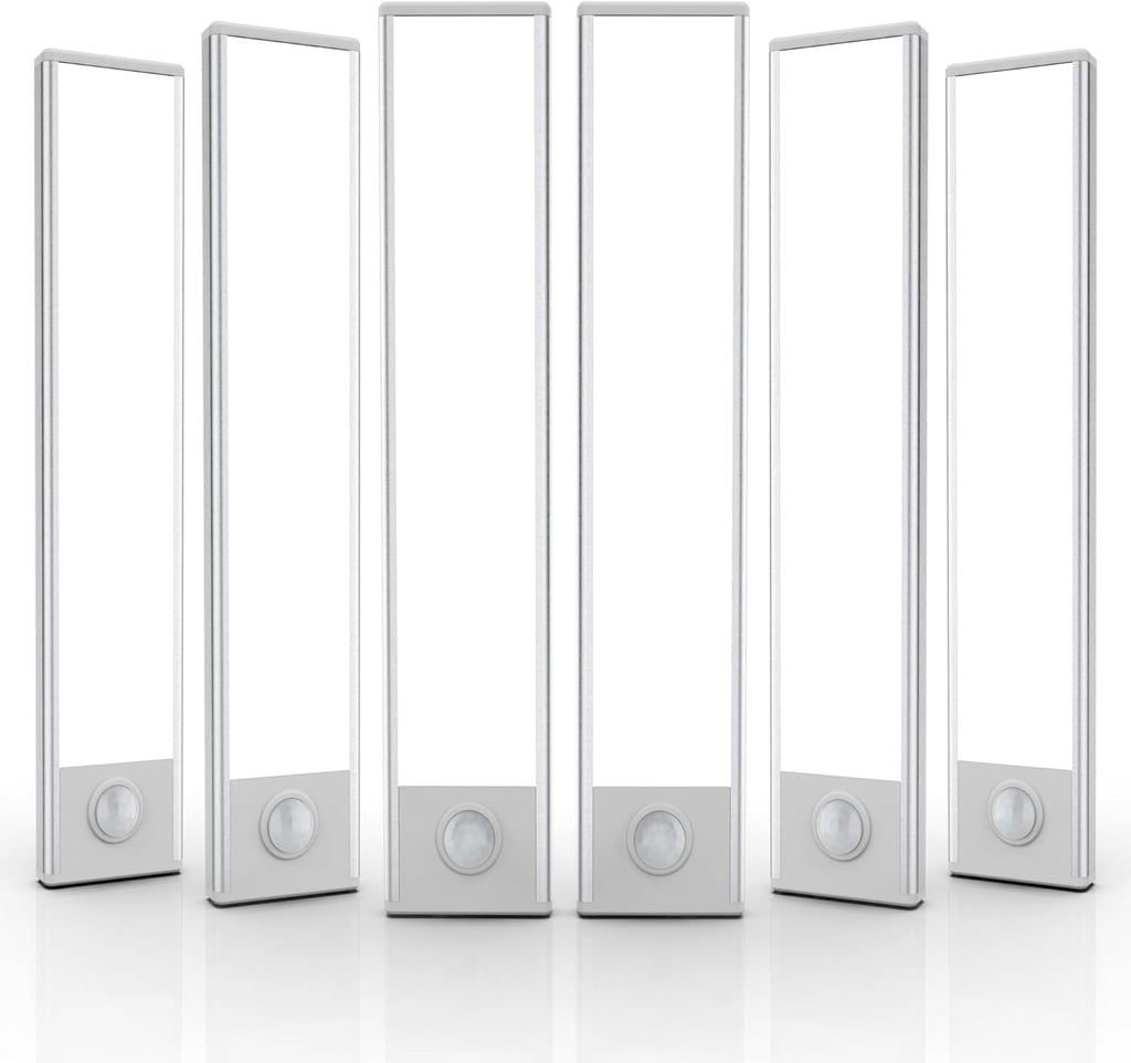 Paquete de 6 luces inalámbricas para debajo del gabinete, 32 luces LED con sensor de movimiento, luces magnéticas recargables para interiores, funciona con pilas, luces debajo del mostrador para