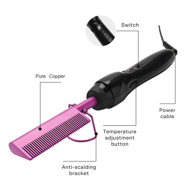 Homfu Peine Caliente Eléctrico Alisador de Cabello Peine de Prensad...