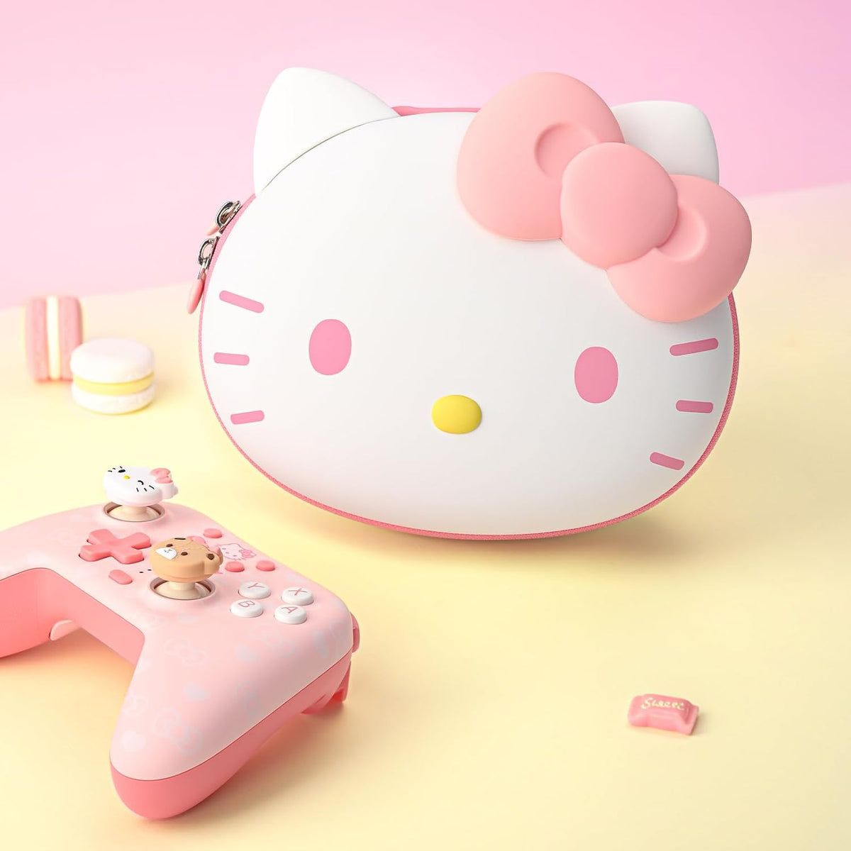 Funda protectora Kuitmor Cute Game Controller, estuche rígido portátil para viaje con diseño de gato caricatura compatible con PS4 PS5 Switch Pro Xbox con bolsillo interno para accesorios