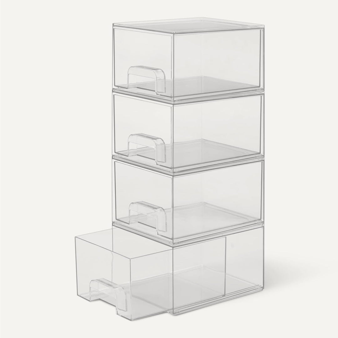 Amazon Basics Cajones organizadores de maquillaje apilables de plás...