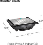 Hamilton Beach Prensa Panini, Sandwichera y parrilla eléctrica para