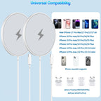 [Certificado MFi de Apple] Cargador inalámbrico magnético para iPhone 17 16 15, 2 unidades de 6 pies y 15 W, cargador rápido Apple Mag-Safe USB C, bloque de carga rápida para iPhone 17/17 Air/16/16 Pro/Pro Max/15/14/13/Plus/Pro/Pro Max
