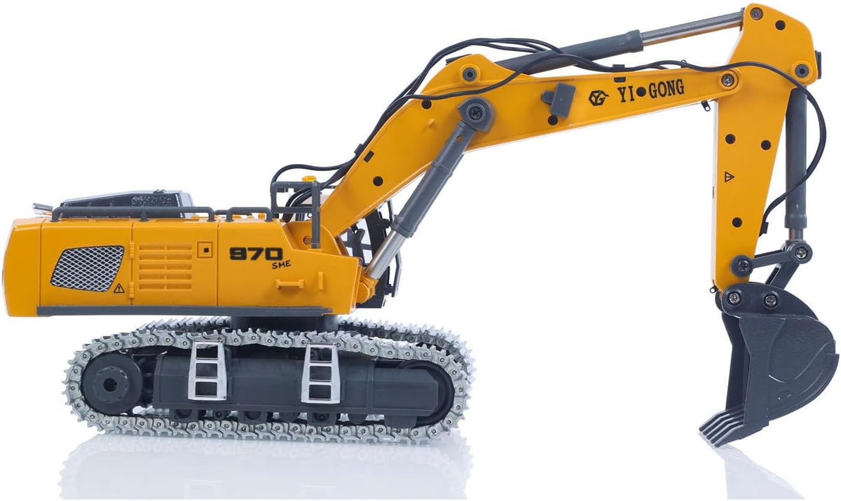TOUCAN RC Hobby Excavadora RC para adultos 1/50 K970 pistas de cubo de metal versión mejorada Control remoto Construcción Vehículo Luz Sonido RTR batería recargable Estuche de regalo