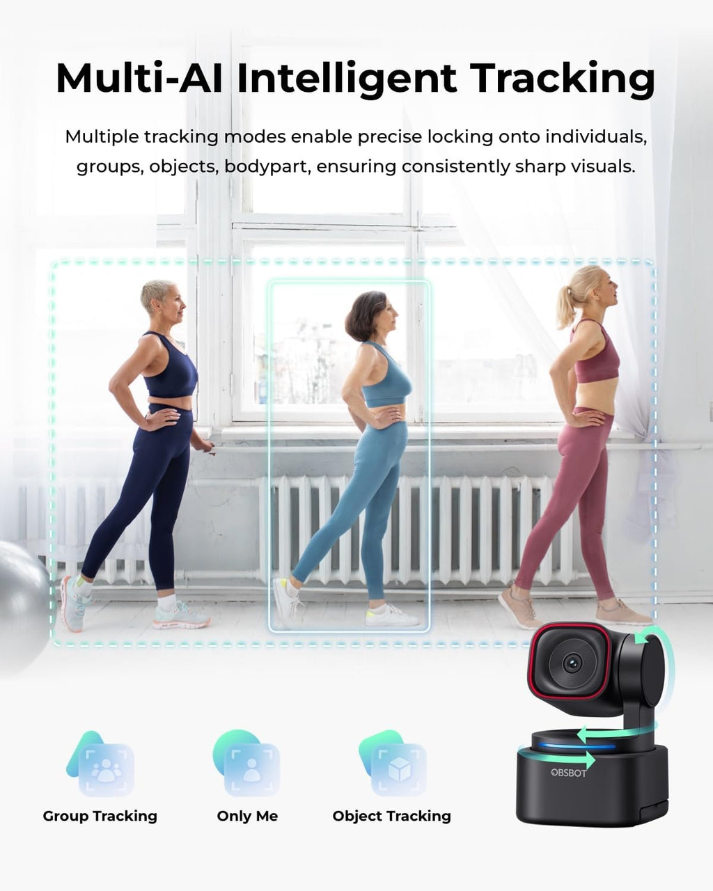 OBSBOT Cámara web 4K de audio espacial Tiny 3 Lite con IA - Seguimiento