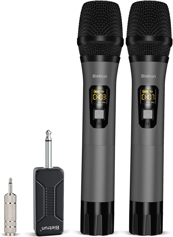 Micrófono inalámbrico, Bietrun UHF de metal, sistema de micrófono d...