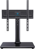 PERLESMITH Soporte giratorio universal para TV de 24 a 60 pulgadas de hasta 99 libras, soporte de TV de mesa ajustable de 12 alturas, soporte de base de TV con base de vidrio templado, VESA máximo de 15.748 x 15.748 in, PSTVS33