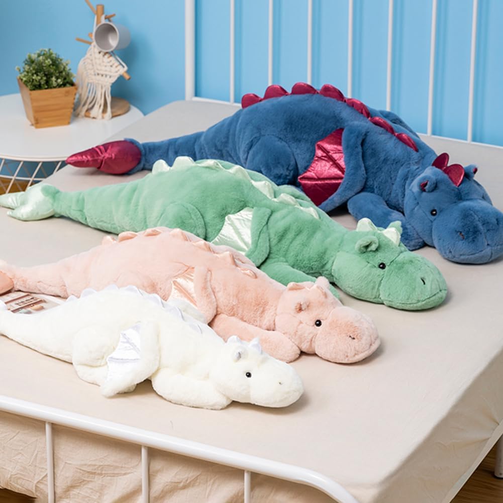 Animales de peluche pesados 4.5 kg 90 cm, animal de peluche de dragón pesado para niños y adultos, animales de peluche pesados para comodidad y relajación. Disponible en azul, rosa y verde