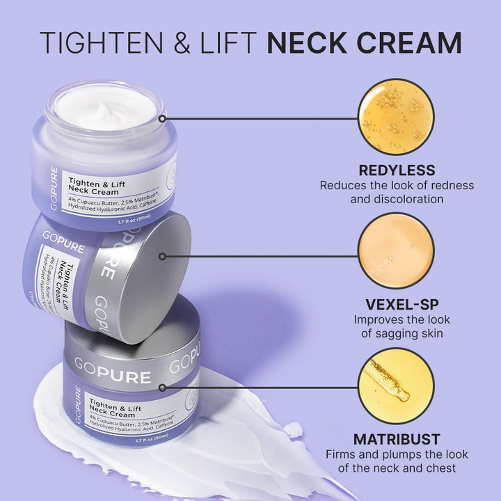 Crema hidratante para cuello y pecho goPure para reafirmar, tensar...