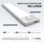 Paquete de 6 luces inalámbricas para debajo del gabinete, 32 luces LED con sensor de movimiento, luces magnéticas recargables para interiores, funciona con pilas, luces debajo del mostrador para