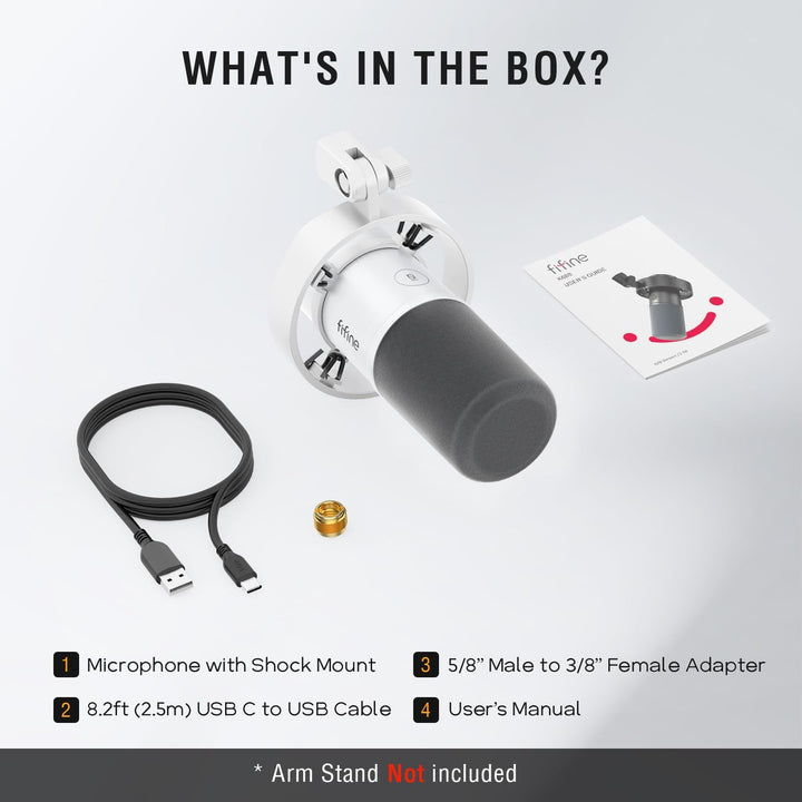 FIFINE Micrófono dinámico de estudio XLR, micrófono USB para PC y p...