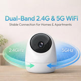 Rraycom - Cámara interior 5G y 2.4G, cámara de seguridad de 2K con...