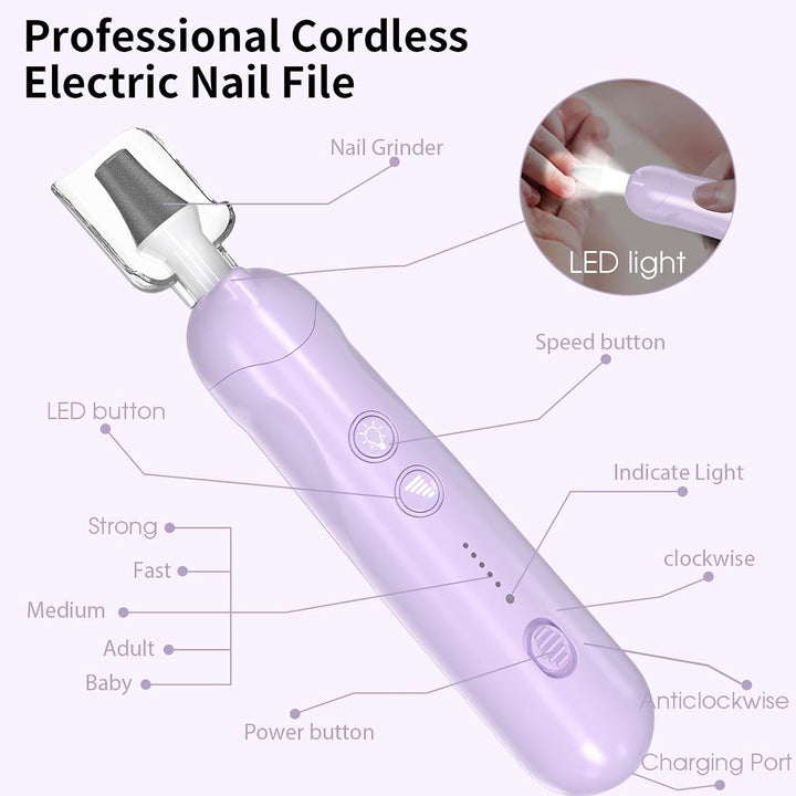 Juego de limas de uñas eléctricas inalámbricas, herramientas de ped...