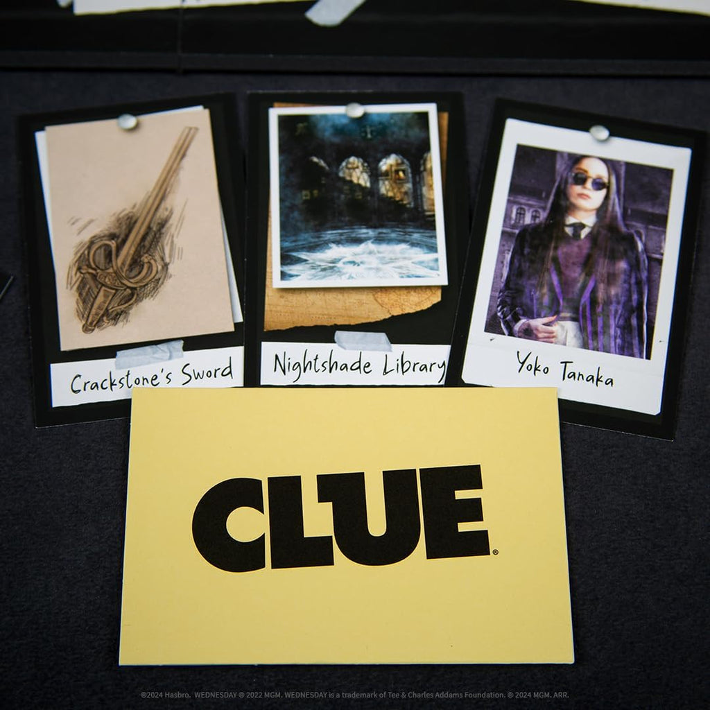 CLUE: Miércoles | Juego de mesa clásico inspirado en la serie original de Netflix | Resuelve el misterio en la Academia Nevermore con amigos y familiares | Mercancía con licencia oficial | 2-6 jugadores | A partir de 8 años