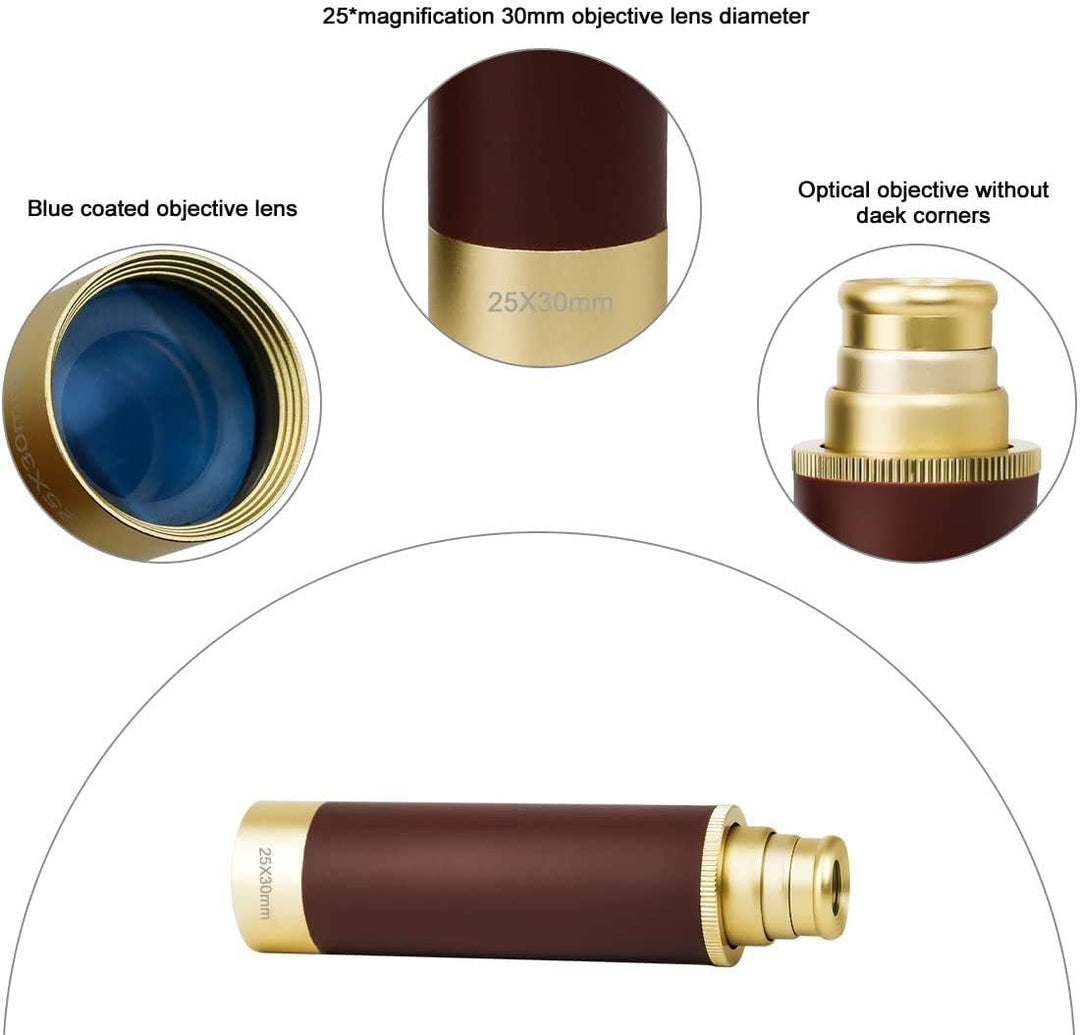 Laupha Telescopio Pirata Retro Zoomable 25x30 Monocular de