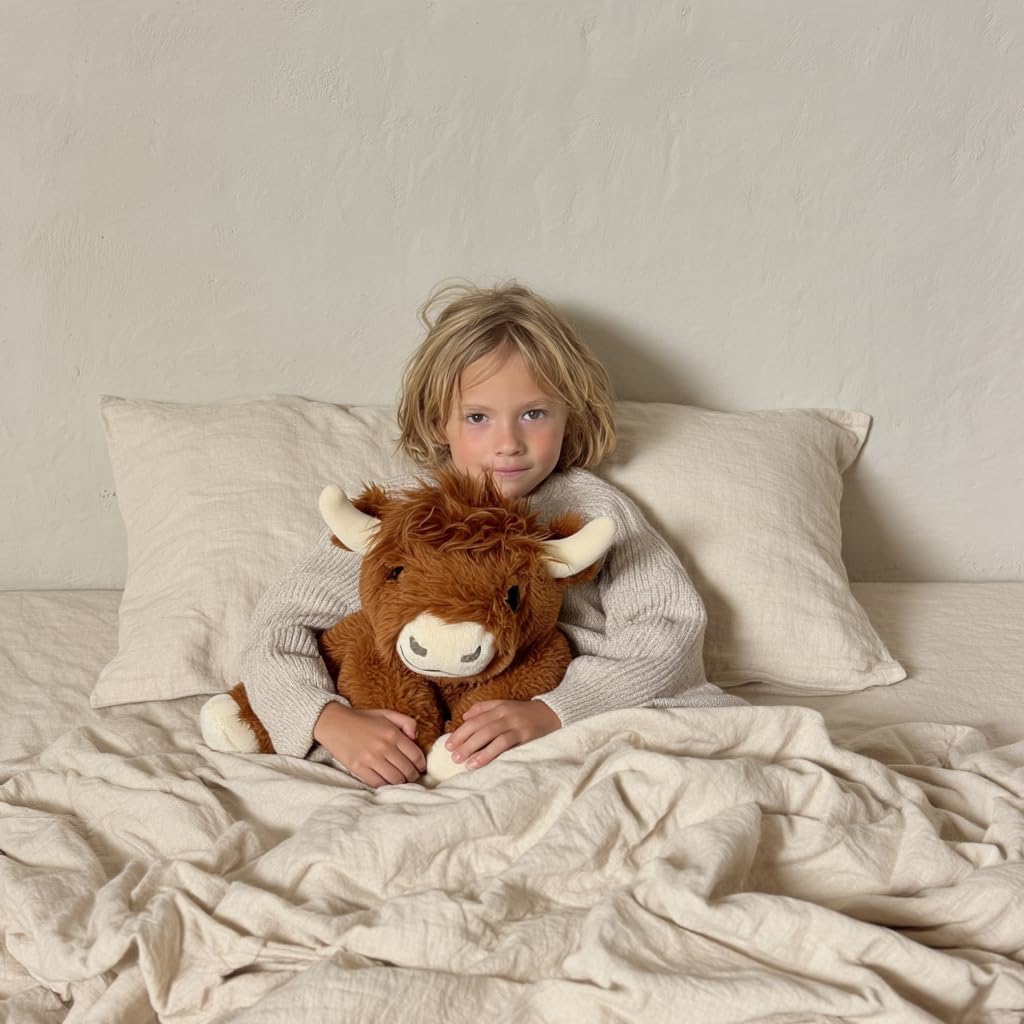 Brease Juguete de peluche de vaca marrón de las tierras altas con peso de 5 libras, grande y acogedor, para mayor comodidad y calma, compañero suave y abrazable para niños y adultos, peluche pesado