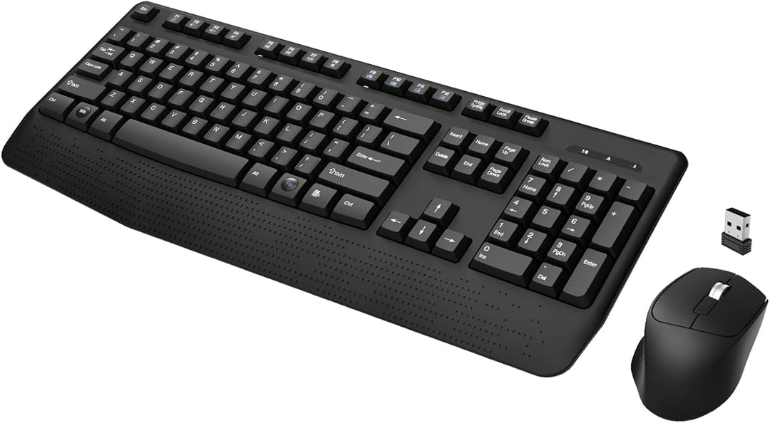 Combo de teclado y ratón inalámbricos de tamaño completo, teclado i...