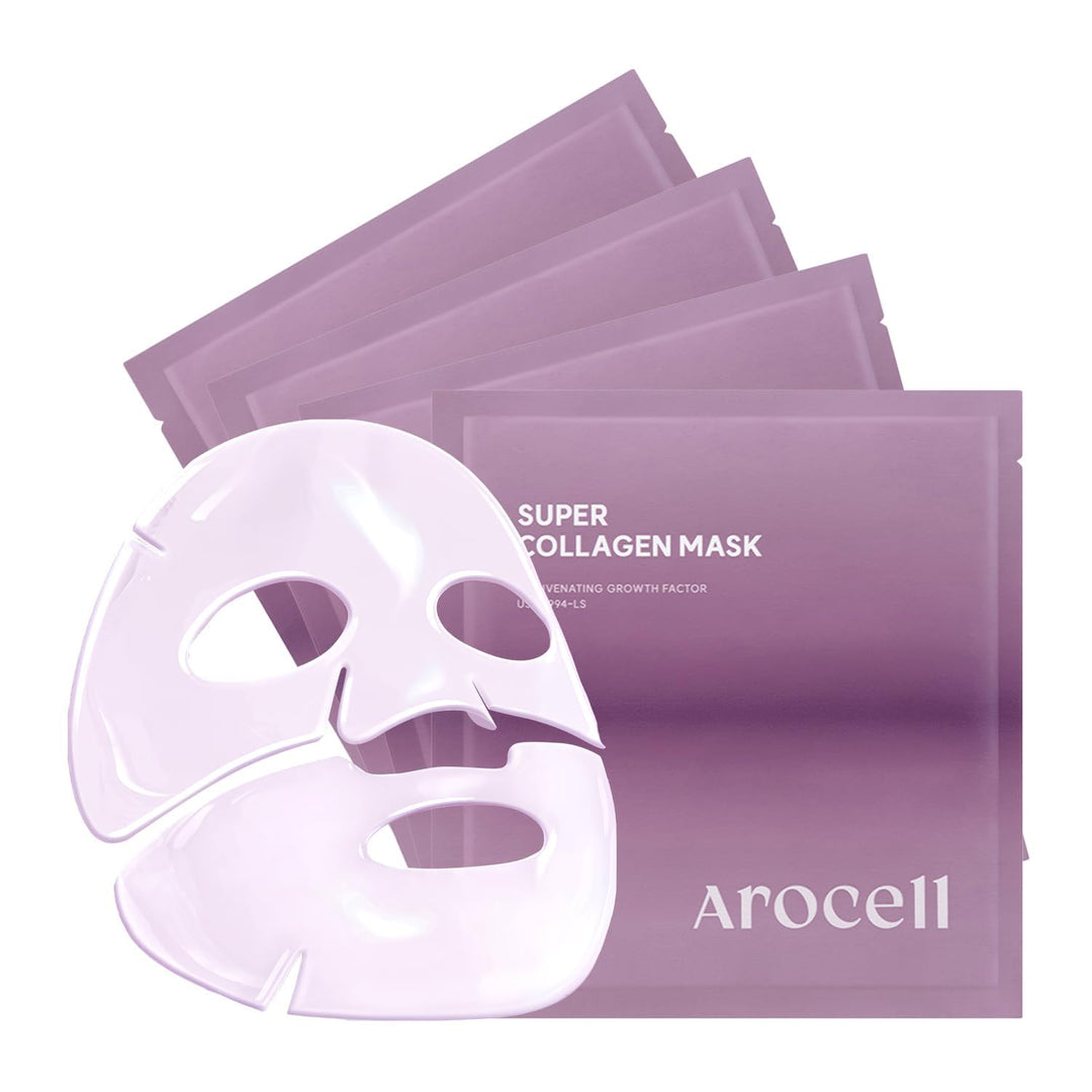 Máscara de Colágeno Super AROCELL 4 Hojas Faciales 5,000,000ppb Más...
